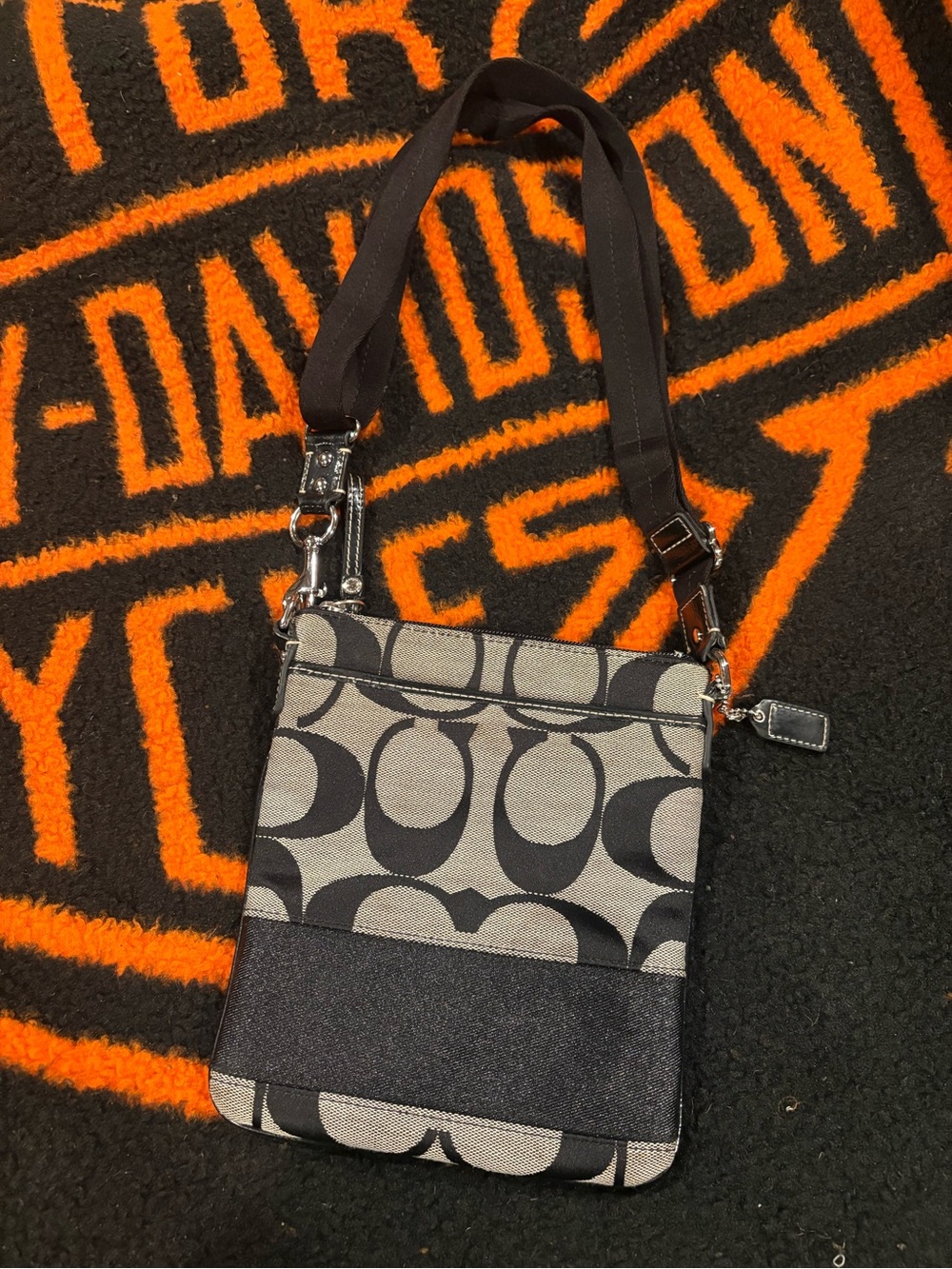 Coach Black & gray Signature Canvas Crossbody Bag